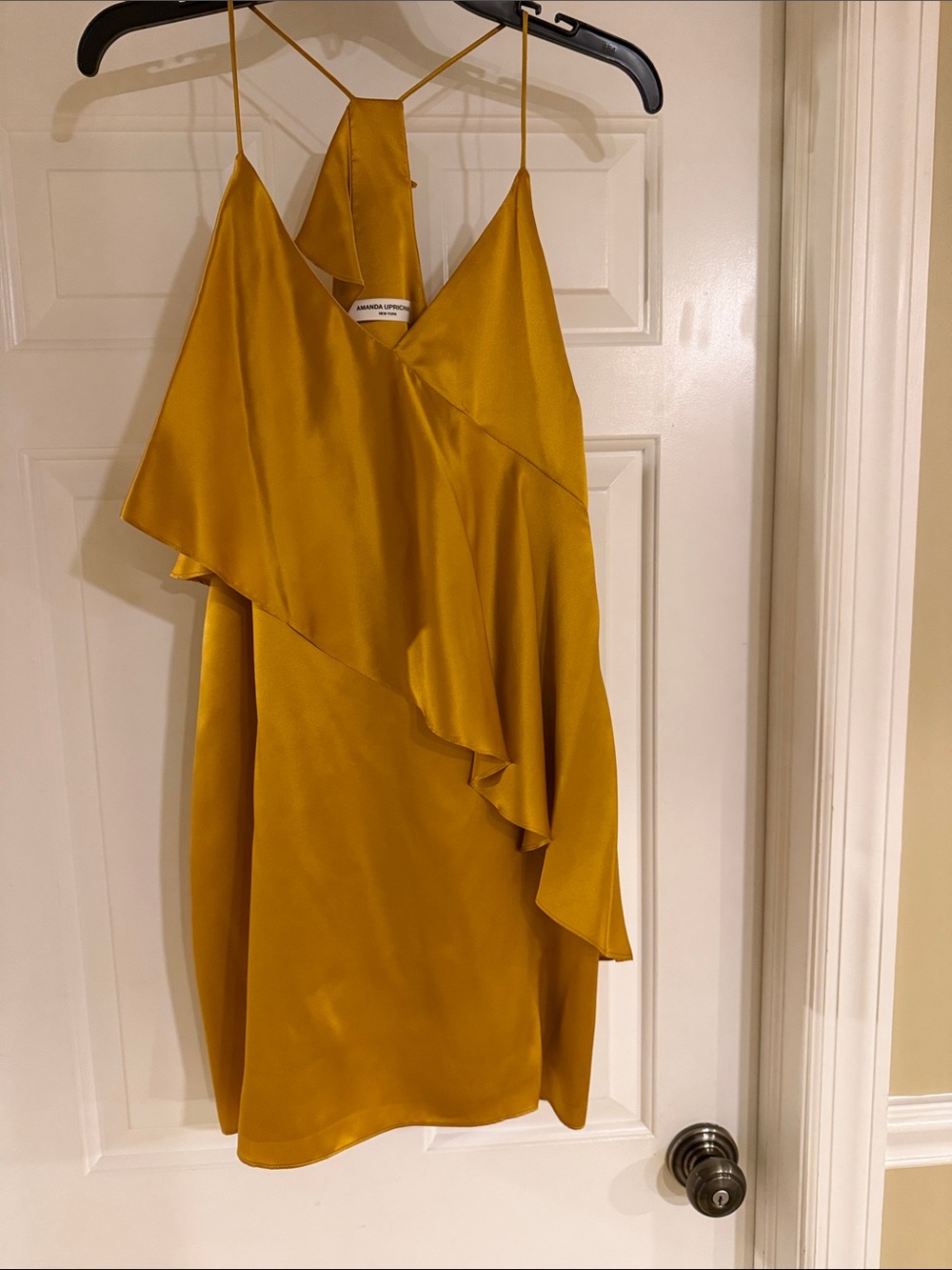 Amanda Uprichard Ruffle Slip Dress in Bronze
